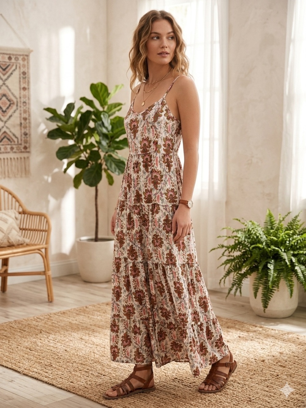 Flowy Paisley Boho Maxi Dress